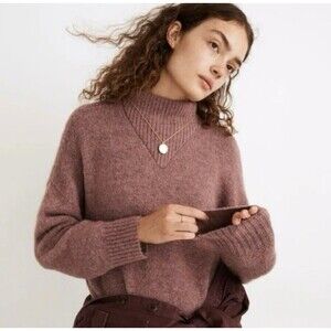 Madewell Dillon Mockneck Pullover Sweater in Heater Loganberry Large